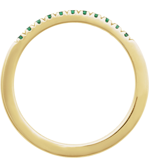 689237 Ring Set 14K Yellow Lab-Grown Emerald Round 1.5 Mm Polished Lab-Grown Emerald Stackable Ring