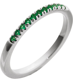 689237 Ring Set 14K White Lab-Grown Emerald Round 1.5 Mm Polished Lab-Grown Emerald Stackable Ring
