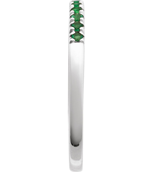 689237 Ring Set 14K White Lab-Grown Emerald Round 1.5 Mm Polished Lab-Grown Emerald Stackable Ring