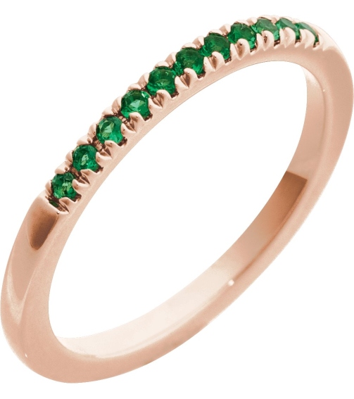 689237 Ring Set 14K Rose Lab-Grown Emerald Round 1.5 Mm Polished Lab-Grown Emerald Stackable Ring
