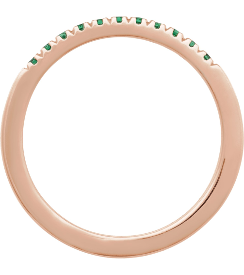 689237 Ring Set 14K Rose Lab-Grown Emerald Round 1.5 Mm Polished Lab-Grown Emerald Stackable Ring