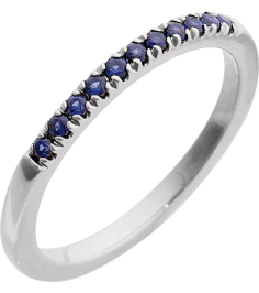 689237 Ring Set 14K White Lab-Grown Blue Sapphire Round 1.5 Mm Polished Lab-Grown Blue Sapphire Stackable Ring