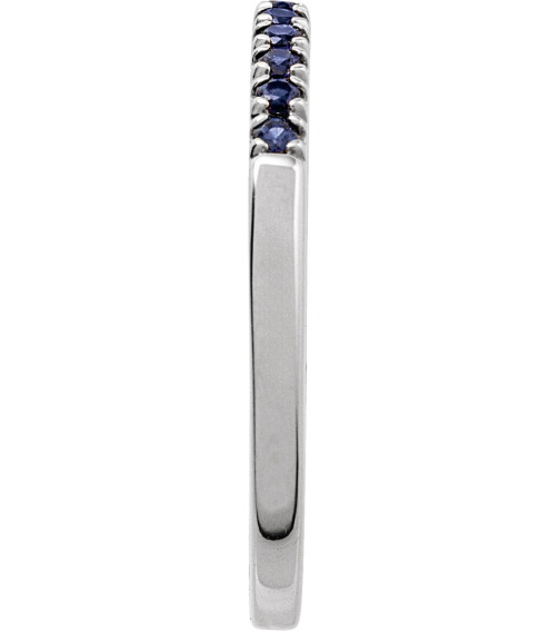 689237 Ring Set 14K White Lab-Grown Blue Sapphire Round 1.5 Mm Polished Lab-Grown Blue Sapphire Stackable Ring