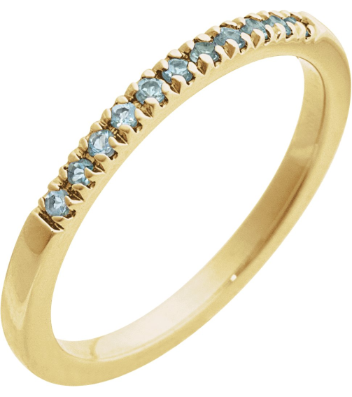689237 Ring Set 14K Yellow Natural Aquamarine Round 1.5 Mm Polished Natural Aquamarine Stackable Ring