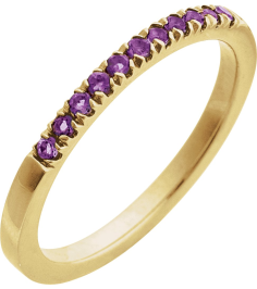 689237 Ring Set 14K Yellow Natural Amethyst Round 1.5 Mm Polished Natural Amethyst Stackable Ring