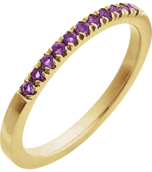689237 Ring Set 14K Yellow Natural Amethyst Round 1.5 Mm Polished Natural Amethyst Stackable Ring
