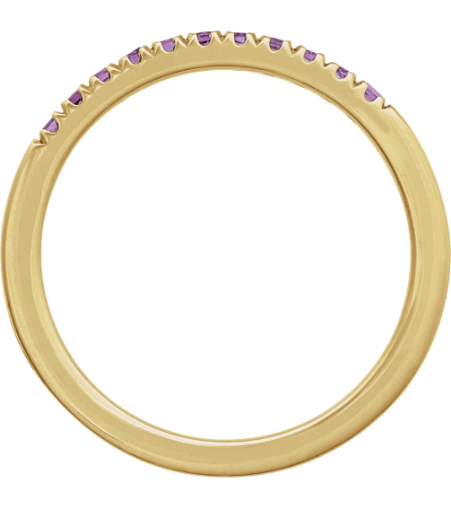 689237 Ring Set 14K Yellow Natural Amethyst Round 1.5 Mm Polished Natural Amethyst Stackable Ring