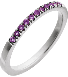 689237 Ring Set 14K White Natural Amethyst Round 1.5 Mm Polished Natural Amethyst Stackable Ring