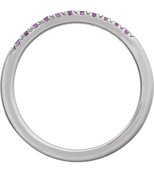 689237 Ring Set 14K White Natural Amethyst Round 1.5 Mm Polished Natural Amethyst Stackable Ring