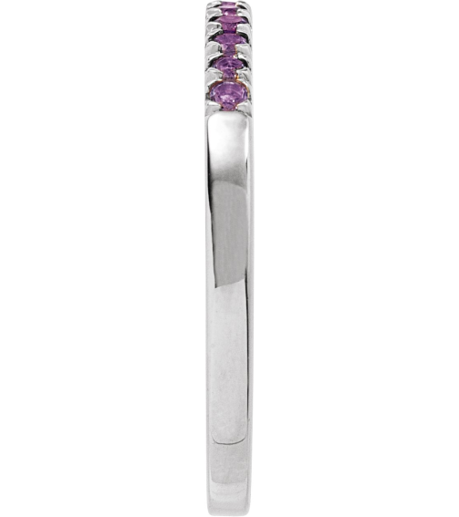 689237 Ring Set 14K White Natural Amethyst Round 1.5 Mm Polished Natural Amethyst Stackable Ring
