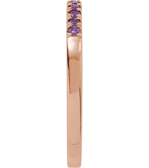 689237 Ring Set 14K Rose Natural Amethyst Round 1.5 Mm Polished Natural Amethyst Stackable Ring