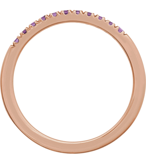 689237 Ring Set 14K Rose Natural Amethyst Round 1.5 Mm Polished Natural Amethyst Stackable Ring