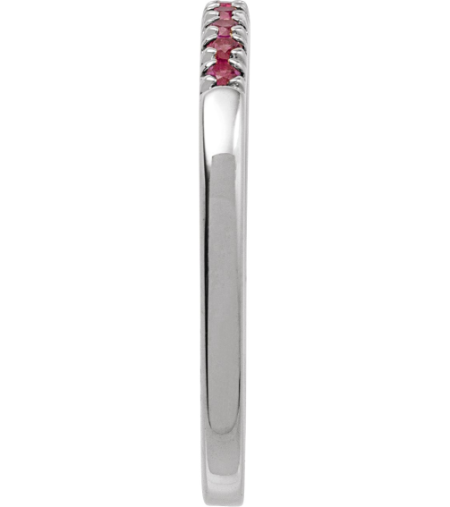 689237 Ring Set 14K White Lab-Grown Ruby Round 1.5 Mm Polished Lab-Grown Ruby Stackable Ring