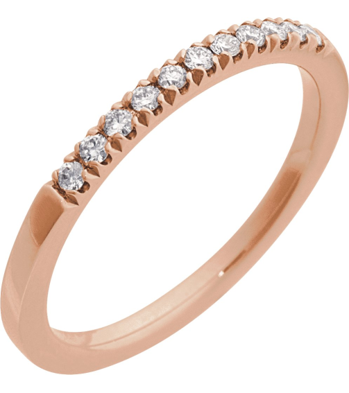 689237 Ring Set 14K Rose Lab-Grown Diamond Round 1.5 Mm Polished 16 Ctw Lab-Grown Diamond Stackable Ring