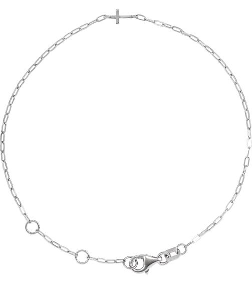 Brc967 Bracelet 14K White 9 X 3.8 Mm 6 12-7 12 In Polished Paperclip-Style Sideways Cross Bracelet