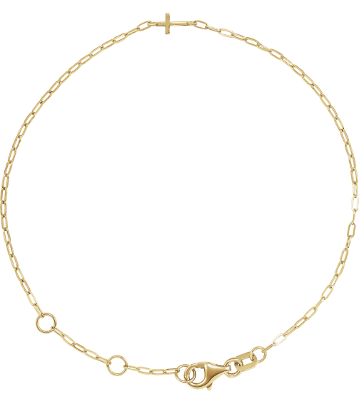 Brc967 Bracelet 14K Yellow 9 X 3.8 Mm 6 12-7 12 In Polished Paperclip-Style Sideways Cross Bracelet