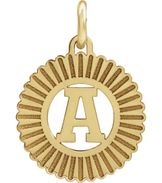 689251 Pendant 10K Yellow Initial A 15 X 17 Mm Polished Sunburst Initial Pendant