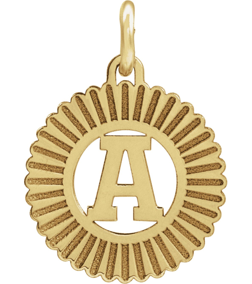 689251 Pendant 14K Yellow Gold-Plated Sterling Silver Initial A 15 X 17 Mm Polished Sunburst Initial Pendant