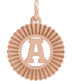 689251 Pendant 14K Rose Initial A 15 X 17 Mm Polished Sunburst Initial Pendant