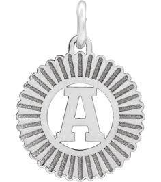 689251 Pendant 14K White Initial A 15 X 17 Mm Polished Sunburst Initial Pendant