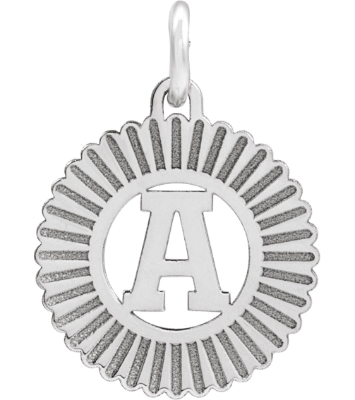 689251 Pendant Sterling Silver Initial A 15 X 17 Mm Polished Sunburst Initial Pendant