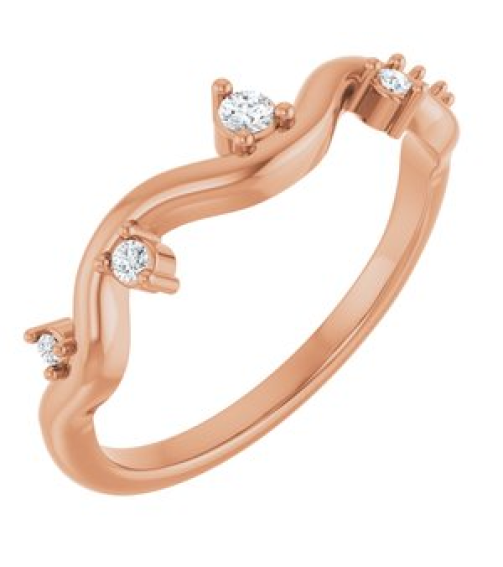 126839 Ring Set 14K Rose Natural Diamond Round Natural Diamond Polished .07 Ctw Natural Diamond Ring