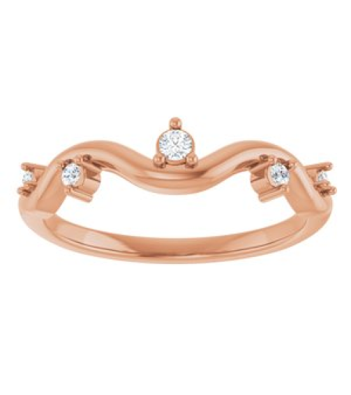 126839 Ring Set 14K Rose Natural Diamond Round Natural Diamond Polished .07 Ctw Natural Diamond Ring
