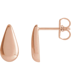 88689 Earring 14K Rose 10.9 X 5.3 Mm Pair Friction Backs Included Polished Teardrop Stud Earrings