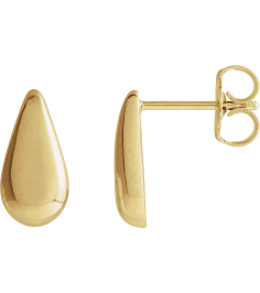 88689 Earring 14K Yellow 10.9 X 5.3 Mm Pair Friction Backs Included Polished Teardrop Stud Earrings