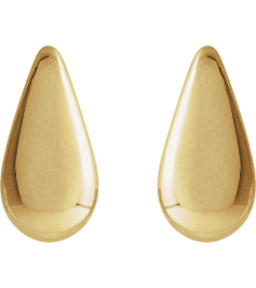 88689 Earring 14K Yellow 10.9 X 5.3 Mm Pair Friction Backs Included Polished Teardrop Stud Earrings