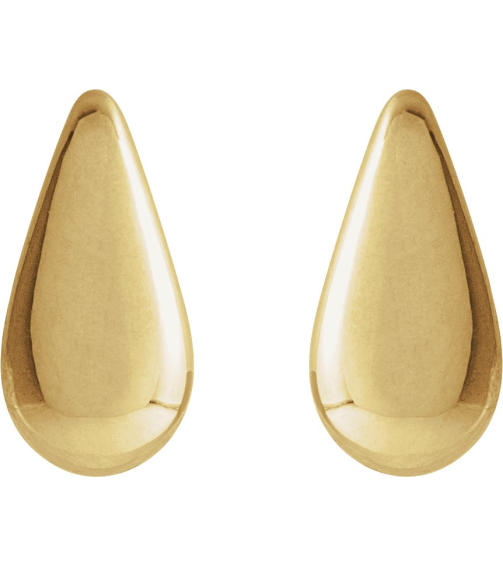 88689 Earring 14K Yellow 10.9 X 5.3 Mm Pair Friction Backs Included Polished Teardrop Stud Earrings