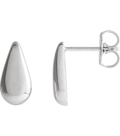 88689 Earring 14K White 10.9 X 5.3 Mm Pair Friction Backs Included Polished Teardrop Stud Earrings