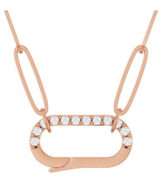 88730 Necklace Set 14K Rose Round Natural Diamond 1.2Mm 0.08 Ctw I1, G-H 16 In Polished .08 Ctw Natural Diamond Charm Necklace