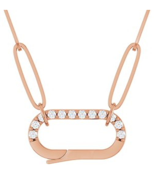 88730 Necklace Set 14K Rose Round Natural Diamond 1.2Mm 0.08 Ctw I1, G-H 16 In Polished .08 Ctw Natural Diamond Charm Necklace