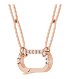 88730 Necklace Set 14K Rose Round Natural Diamond 1.2Mm 0.08 Ctw I1, G-H 16 In Polished .08 Ctw Natural Diamond Charm Necklace