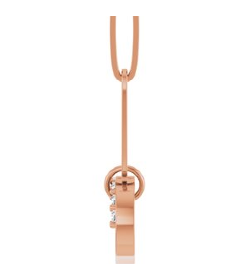 88730 Necklace Set 14K Rose Round Natural Diamond 1.2Mm 0.08 Ctw I1, G-H 16 In Polished .08 Ctw Natural Diamond Charm Necklace