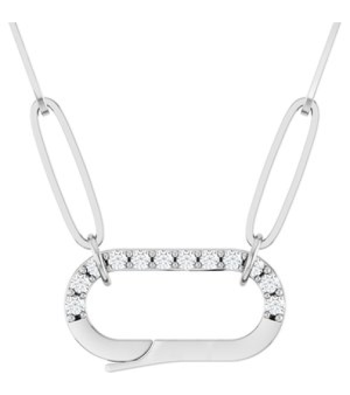 88730 Necklace Set 14K White Round Natural Diamond 1.2Mm 0.08 Ctw I1, G-H 16 In Polished .08 Ctw Natural Diamond Charm Necklace