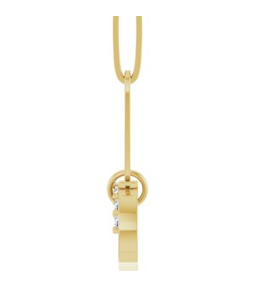 88730 Necklace Set 14K Yellow Round Natural Diamond 1.2Mm 0.08 Ctw I1, G-H 16 In Polished .08 Ctw Natural Diamond Charm Necklace