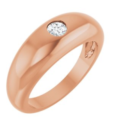 9913 Ring Set 14K Rose Natural Diamond Round 4 Mm Polished 14 Ct Natural Diamond Dome Ring