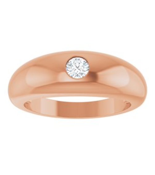 9913 Ring Set 14K Rose Lab-Grown Diamond Round 4 Mm Polished 14 Ct Lab-Grown Diamond Dome Ring