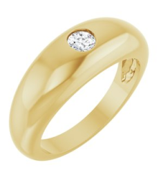 9913 Ring Set 14K Yellow Lab-Grown Diamond Round 4 Mm Polished 14 Ct Lab-Grown Diamond Dome Ring