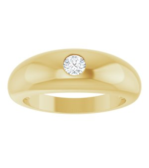 9913 Ring Set 14K Yellow Lab-Grown Diamond Round 4 Mm Polished 14 Ct Lab-Grown Diamond Dome Ring