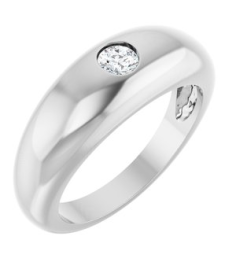9913 Ring Set Platinum Lab-Grown Diamond Round 4 Mm Polished 14 Ct Lab-Grown Diamond Dome Ring