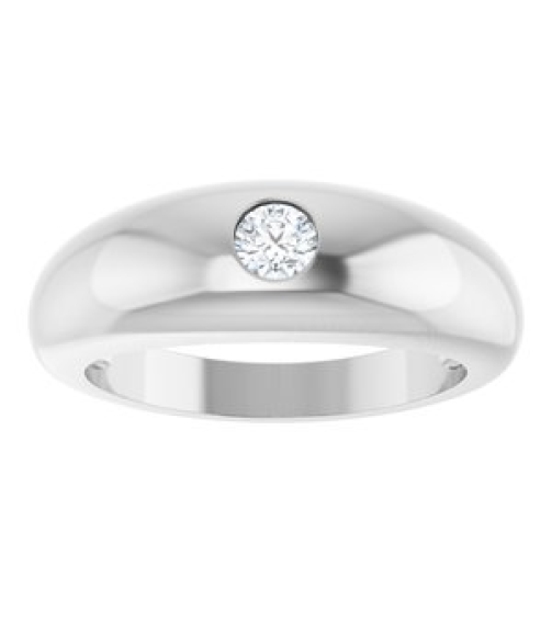 9913 Ring Set Platinum Lab-Grown Diamond Round 4 Mm Polished 14 Ct Lab-Grown Diamond Dome Ring