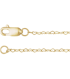 Ch1254 14K Yellow Heart .8 Mm 7 In Lobster Clasp Polished Flat Heart Chain