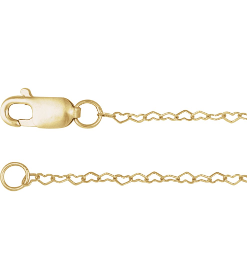 Ch1254 14K Yellow Heart .8 Mm 7 In Lobster Clasp Polished Flat Heart Chain