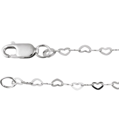 Ch1255 Sterling Silver Heart 1.9 Mm 7 In Lobster Clasp Polished Flat Heart Chain