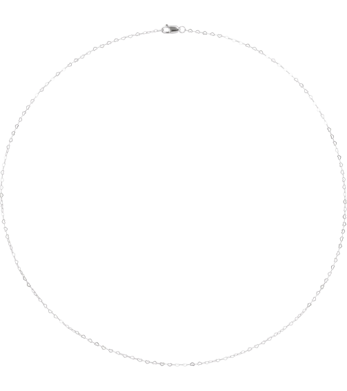 Ch1254 14K White Heart .8 Mm 16 In Lobster Clasp Polished Flat Heart Chain