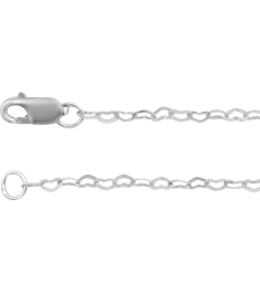 Ch1255 Sterling Silver Heart 1.9 Mm 24 In Lobster Clasp Polished Flat Heart Chain