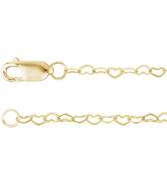 Ch1255 14K Yellow Heart 1.9 Mm 16 In Lobster Clasp Polished Flat Heart Chain